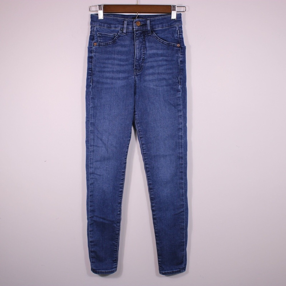 Express Jeans Womens 00R Blue Preppy‎ Skinny High Rise Hyper Stretch Fit24.5x27